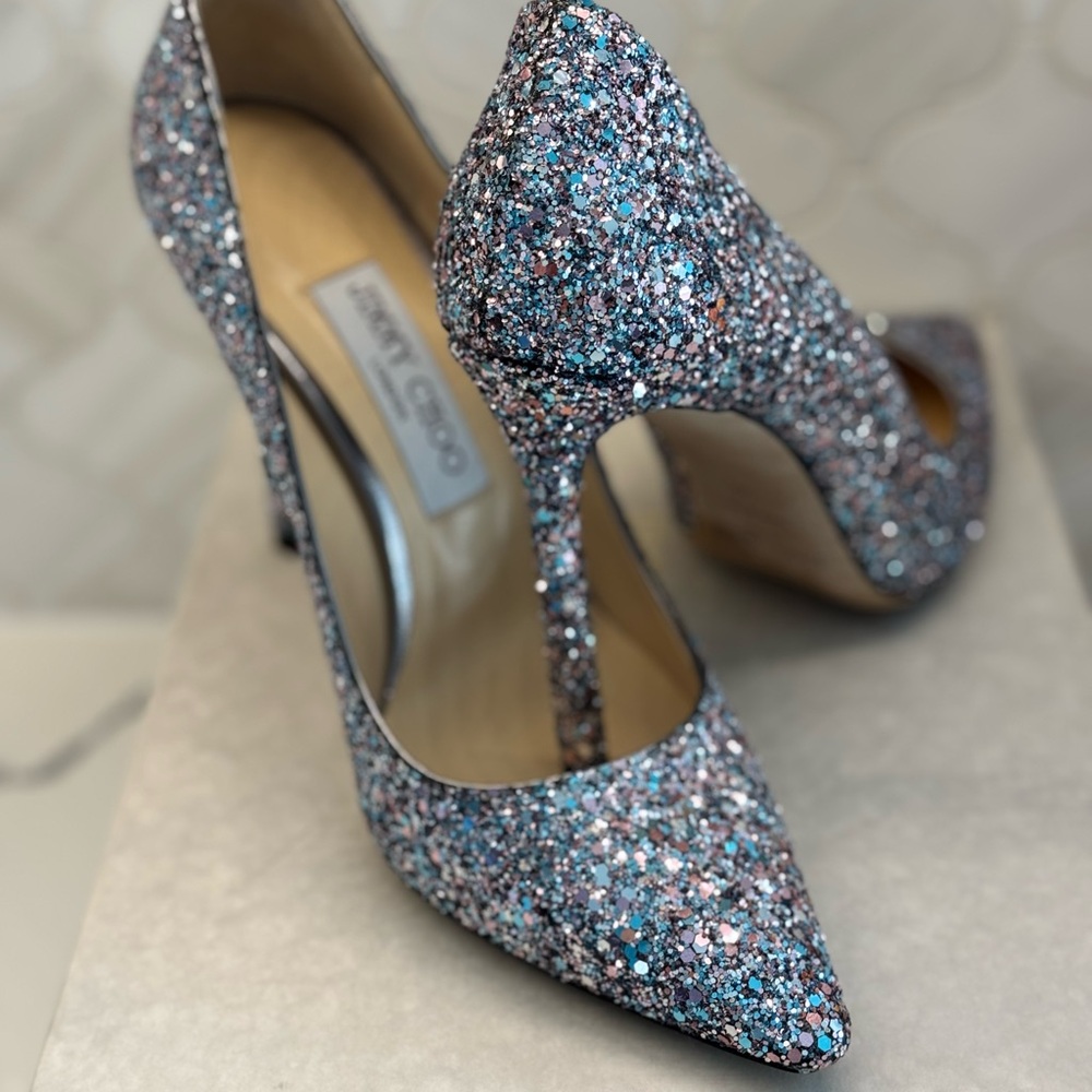 Rare!!! Jimmy Choo Pink & Blue Cotton Candy Glitter Heels